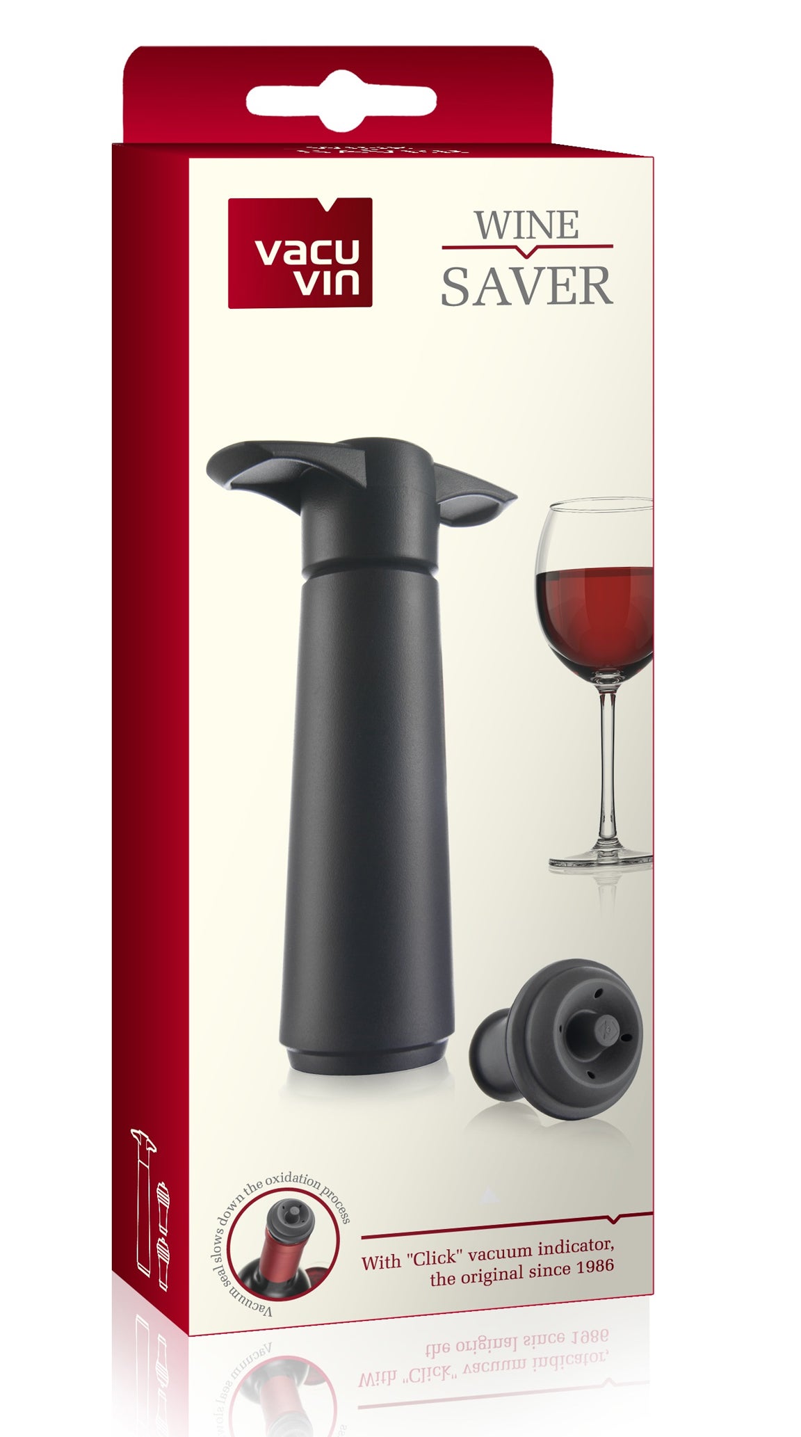 The Original Vacu Vin Wine Saver with Vacuum Stopper – Black
